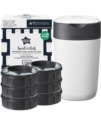 Lietoto autiņu konteiners Tommee Tippee Twist & Click, 6 gab., balta krās.