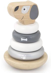 Attīstoša rotaļlieta VIGA Stacking Puppy, 16.5 cm, balta krās./pelēka krās., 6 gab.