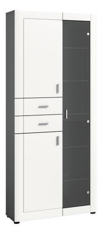 Vitrina MC Akcent Lago, balta sp./pilka sp., 80 cm x 34 cm x 194 cm