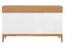 Komoda KOM3D3S, ąžuolo sp./balta sp., 88.5 cm x 40 cm x 145.5 cm