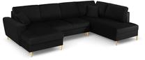 Kampinė sofa Micadoni Home Moghan Velvet Panoramic, juoda sp., dešininė, 313 x 194 cm x 88 cm