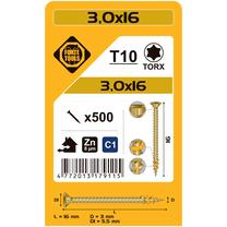 Puidukruvi, universaalsed Forte Tools TX10, 3 x 16 mm, kollane v., 500 tk