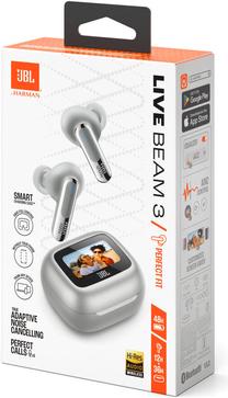 Bezvadu austiņas JBL Live Beam 3 JBLLIVEBEAM3SIL, sudraba krās.