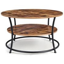 Kavos staliukas Songmics Rustic, ruda sp./juoda sp., 80 cm x 80 cm x 45 cm