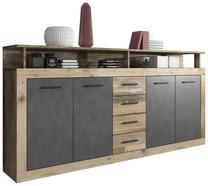 Komoda Luna XXL, ąžuolo sp./juoda sp., 95 cm x 32 cm x 190 cm