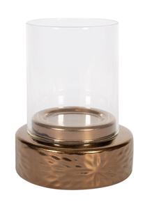 Žvakidė Home4you, stiklas/keramika, 17 cm, skaidri sp./ruda sp.