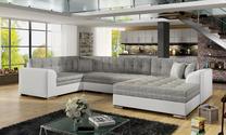 Kampinė sofa Damario Berlin 01, Soft 17, balta sp./pilka sp., dešininė, 189 x 338 cm x 78 cm
