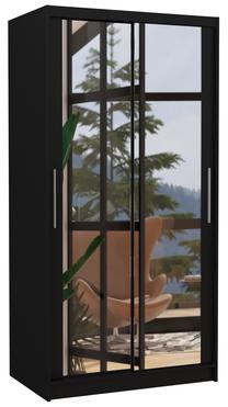 Spinta ADRK Nevio 100, juoda sp., 58 cm x 100 cm x 200 cm, su veidrodžiu