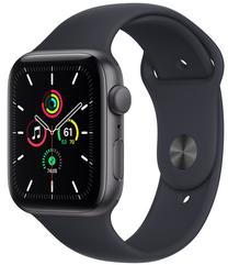 Умные часы Apple Watch SE GPS + Cellular, 44mm Space Grey Aluminium Case with Midnight Sport Band - Regular, черный цв.