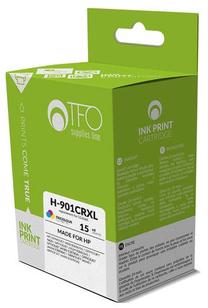 Tintes printera kasetne TFO H-901CRXL (CC656A) Remanufactured, dzeltens krās./fuksīna (magenta) krās./zilganzaļa (cyan) krās., 15 ml