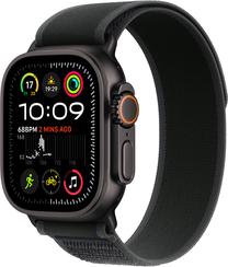 Viedais pulkstenis Apple Watch Ultra 2 GPS + Cellular 49mm Black Trail Loop - S/M LV/EE, melna titāna krās.