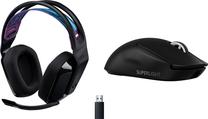 Spēļu austiņu un peles komplekts Logitech Lightspeed G535 + G PRO X SuperLight 2, melna krās.