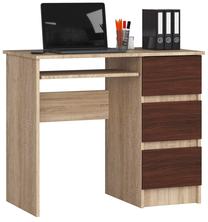 Rašomasis stalas su stalčiais Akord A6 Right, 90 cm x 50 cm, 77 cm, sonoma ąžuolo sp./tamsiai ruda sp.