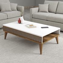 Журнальный столик Kalune Design Milan, белый цв./ореховый цв., 105 см x 60 см x 34.6 см