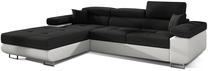 Kampinė sofa Armando Sawana 14, Soft 17, balta sp./juoda sp., kairinė, 280 x 205 cm x 90 cm