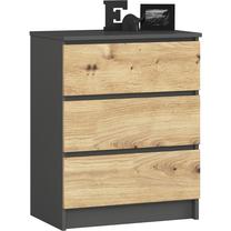 Komoda Akord Furniture Factory K60 3SZ PK, grafito sp./artisan oak sp., 40 cm x 60 cm x 77 cm