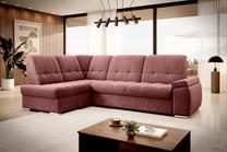 Kampinė sofa Sado Lukso 24, rožinė sp., kairinė, 192 x 272 cm x 95 cm