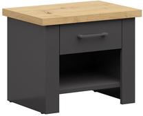 Naktinis staliukas Locarno L124-KOM1S-GF/DASN, medžio sp./tamsiai pilka sp., 49 cm x 42 cm x 60 cm