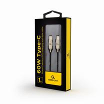 Įkrovimo laidas Gembird CC-USB2PD60-CMCM-1M, USB Type C, juoda sp.