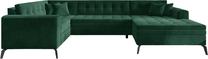 Kampinė sofa Montez Loco 35, tamsiai žalia sp., dešininė, 180 x 340 cm x 93 cm