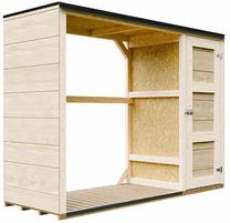 Medinė malkinė su sandėliuku Timbela SmartSide M981, 75 cm x 217 cm x 159 cm, ruda sp.