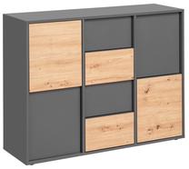 Komoda Meble Okmed Monoss, ąžuolo sp./grafito sp., 91.5 cm x 37.5 cm x 115 cm