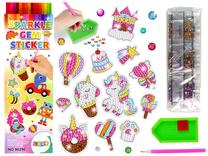 Kūrybinis deimantinės mozaikos rinkinys Lean Toys Sparkle Gem Sticker Unicorn, įvairių spalvų