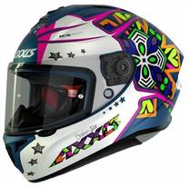 Motocikla ķivere Axxis Draken STAR C7, S (55-56 cm), zila krās./balta krās./rozā krās.