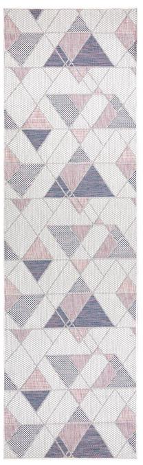 Kiliminis takas Hakano Vinea Geometric 2, kreminė sp./pilka sp./rožinė sp., 300 cm x 70 cm