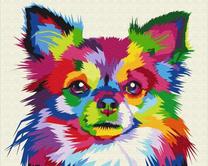 Tapymas pagal skaičius Dog In Colours, įvairių spalvų