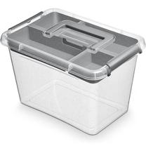 Daiktadėžė su dangčiu, maistui/įrankiams/žaislams, su įdėklu Orplast Antibacterial, 6.5 l, skaidri sp./pilka sp., 29 x 20 x 18 cm