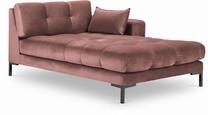 Sofa Micadoni Home Mamaia Velvet Chaise Longue Right, juoda sp./rožinė sp., dešininė, 185 x 102 cm x 75 cm