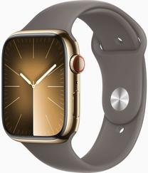 Išmanusis laikrodis Apple Watch Series 9 GPS + Cellular, 45mm Gold Stainless Steel Case with Clay Sport Band - S/M, aukso sp.