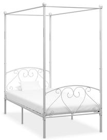 Lova viengulė VLX Canopy 284426, 90 x 200 cm, balta, be čiužinio, su grotelėmis