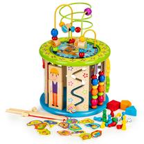 Lavinantis medinis kubas su žaidimais EcoToys Educational Cube With Games, 33.5 cm, įvairių spalvų