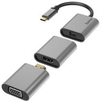 Adapteris Hama USB-C - Mini DisplayPort + HDMI + VGA USB-C male, Mini DisplayPort female, pelēka krās.