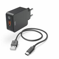 Telefono įkroviklis Hama Charger Kit, USB Type C, 150 cm, juoda sp., 19.5 W