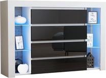Komoda Pro Meble Milano 4SZ, balta sp./juoda sp., 104 cm x 35 cm x 140 cm
