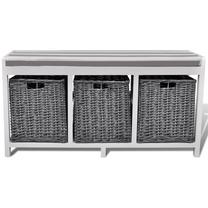 Prieškambario suoliukas VLX Storage & Entryway 240807, balta sp./tamsiai pilka sp., 35 cm x 100 cm x 51 cm