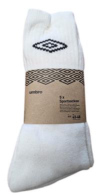 Sokid Umbro, valge v., 39-42, 5 tk