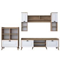 Sekcija Kalune Design AA101 2554, balta sp./riešuto sp., 34 cm x 180 cm x 55 cm