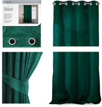 Nakts aizkari, ar atsaitēm AmeliaHome Velvet, tumši zaļa krās., 140 cm x 270 cm