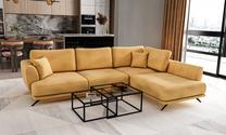 Kampinė sofa Larde Loco 45, geltona sp., dešininė, 191 x 276 cm x 90 cm