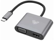 Adapteris Aula UC-901 2 in 1 USB-C Vīrietis, HDMI / VGA Sieviete, pelēka krās.