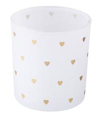 Подсвечник Altom Hearts ALT1703001559, стекло, Ø 7.5 см, 8 см, золотой цв./белый цв.