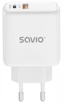 Telefona lādētājs Elmak LA-06, USB Type C/USB Type A, balta krās., 30 W