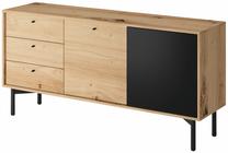 Komoda Mark Flow, ąžuolo sp./juoda sp., 74 cm x 41 cm x 151 cm