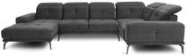 Kampinė sofa Neviro Sola 6, tamsiai pilka sp., dešininė, 201 x 350 cm x 77 cm