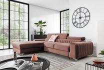 Kampinė sofa Grayson Nube 24, rožinė sp., kairinė, 205 x 278 cm x 92 cm
