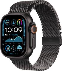 Viedais pulkstenis Apple Watch Ultra 2 GPS + Cellular 49mm Milanese Loop S LV/EE, melna titāna krās.